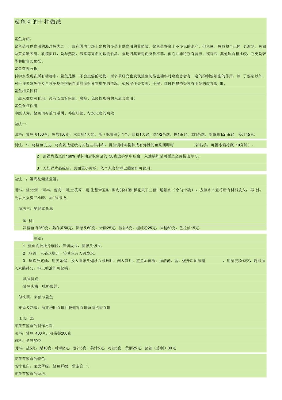 鲨鱼肉的十种做法_第1页