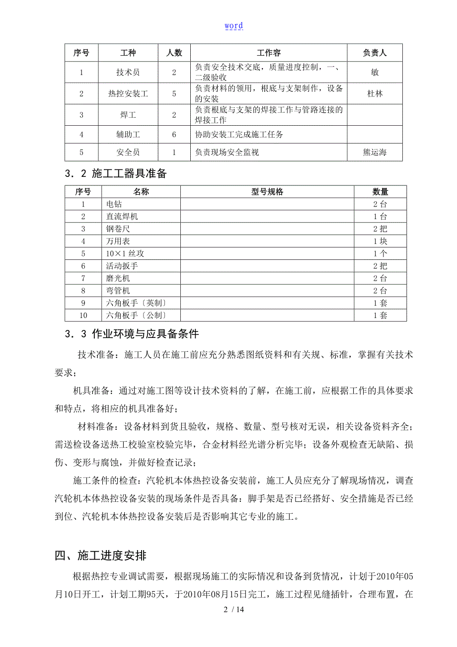 汽轮机本体热控设备安装作业指导书_第2页