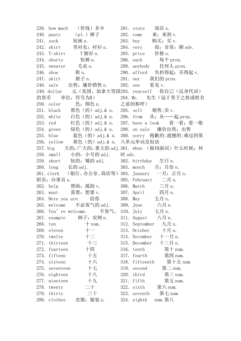 人教版 初中英语初一 初二单词_第4页