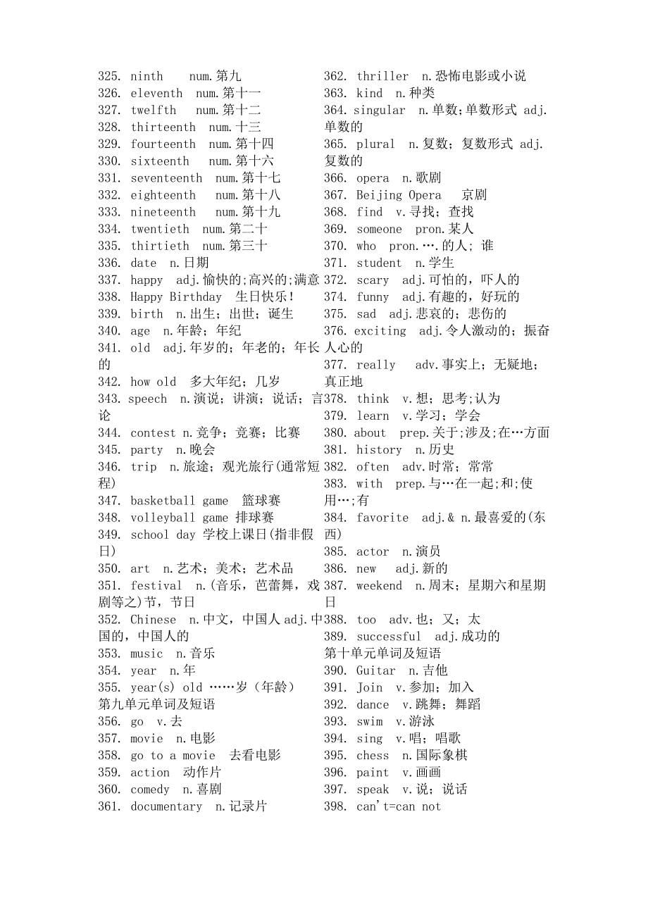 人教版 初中英语初一 初二单词_第5页