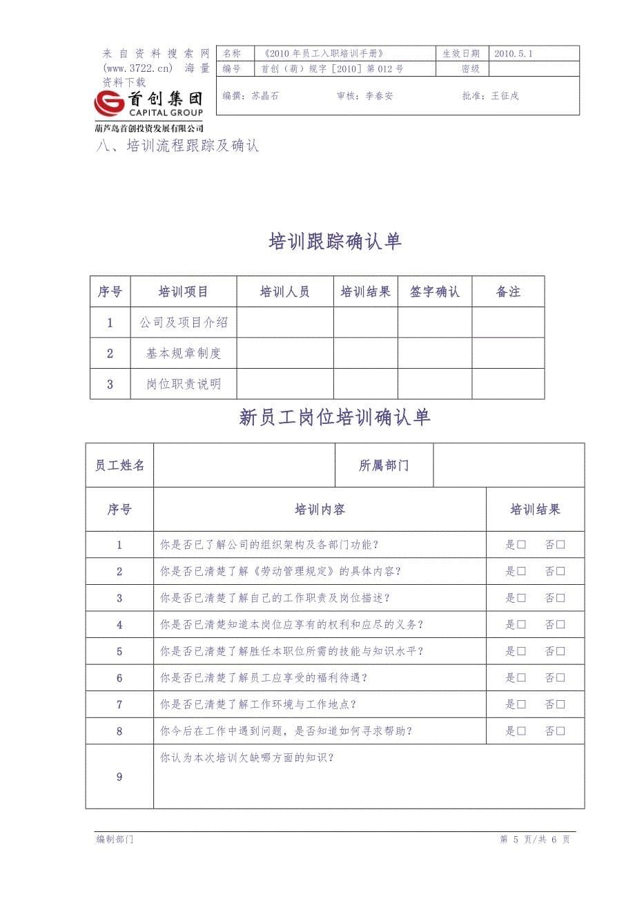 某某投资发展有限公司员工入职培训手册(DOC 6页)（天选打工人）.docx_第5页