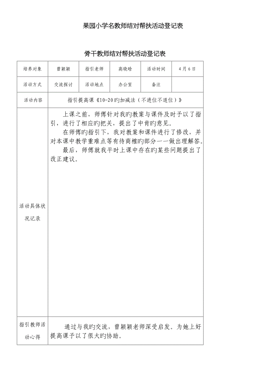 骨干教师结对帮扶活动记录表_第3页