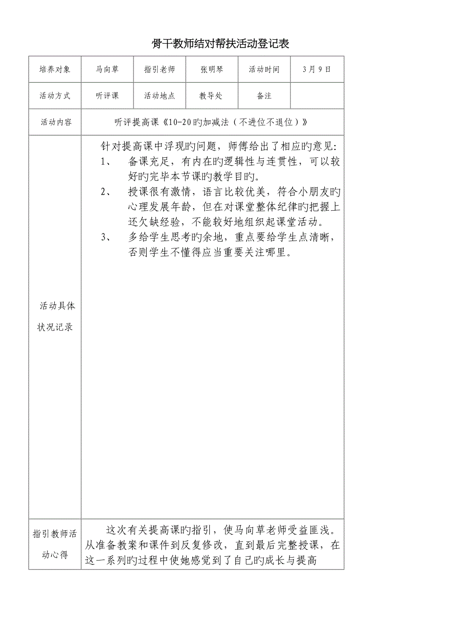 骨干教师结对帮扶活动记录表_第4页