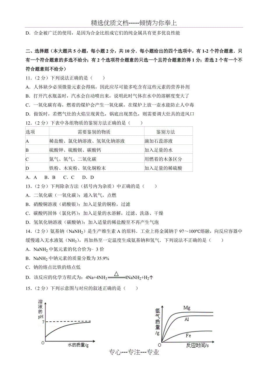 2016年天津市中考化学试卷_第2页