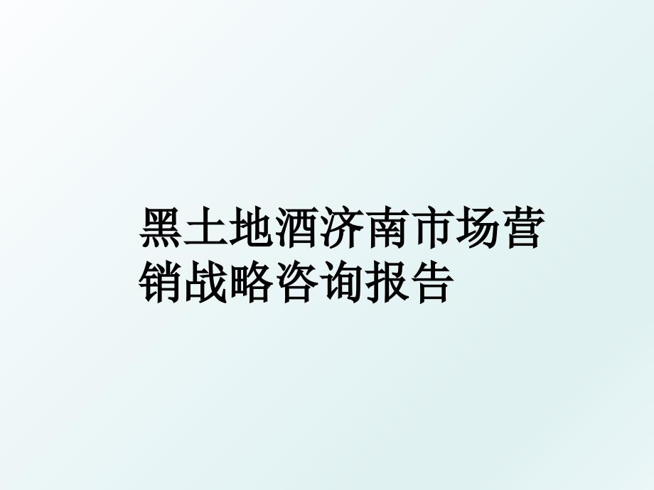 黑土地酒济南市场营销战略咨询报告_第1页