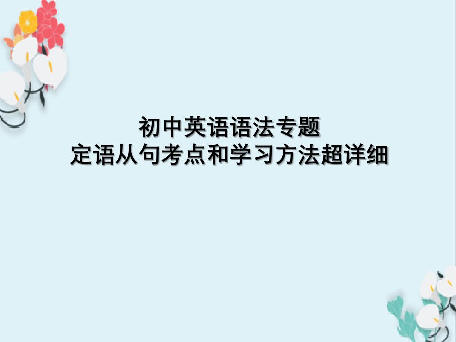 初中英语语法专题定语从句考点与学习方法超详细ppt课件_第1页