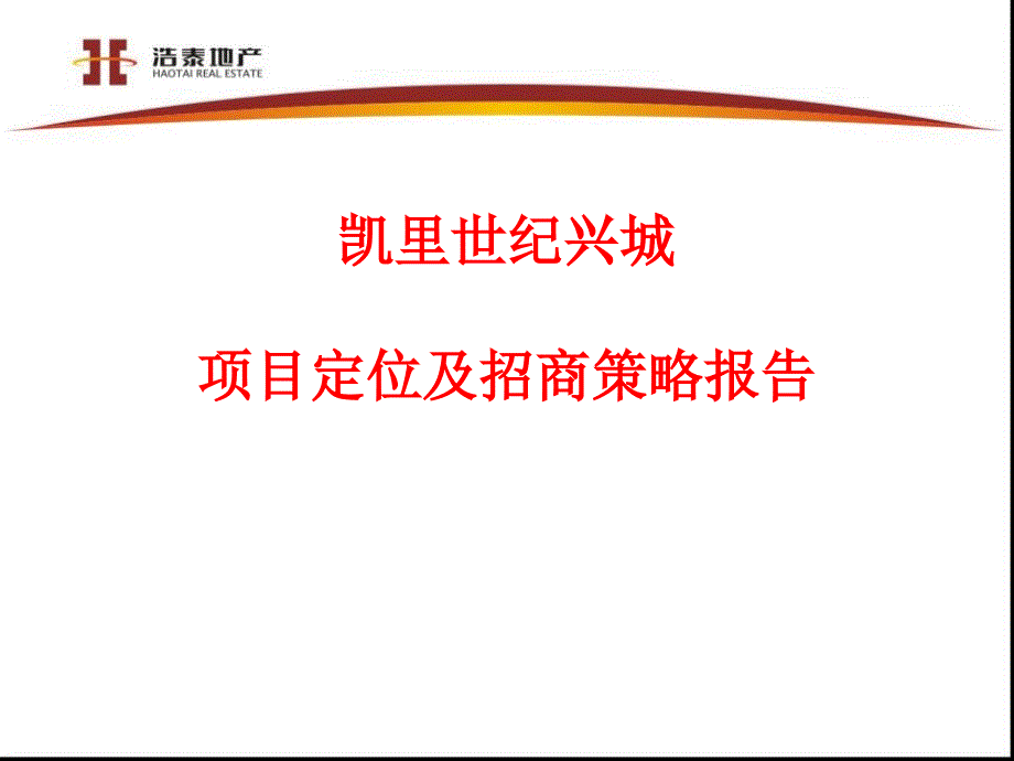 凯里世纪兴城项目定位及招商策略报告110p_第1页