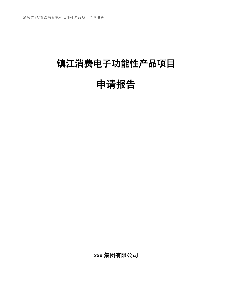 镇江消费电子功能性产品项目申请报告（参考模板）
