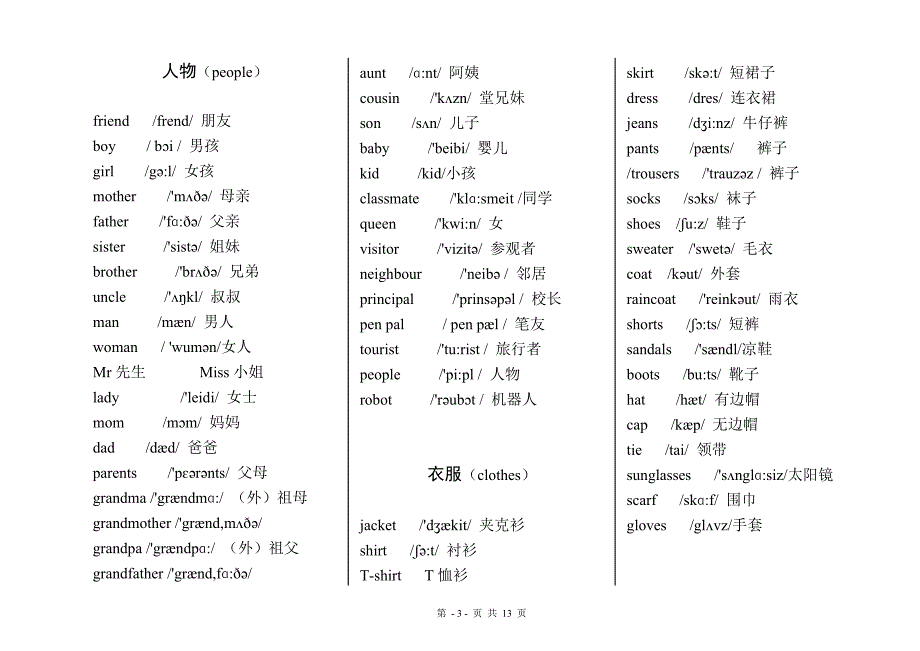 小学英语必背的单词汇总(带音标).doc_第3页