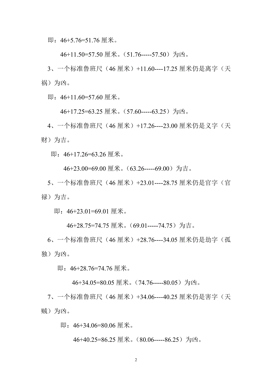 鲁班尺的吉凶数字.doc_第2页