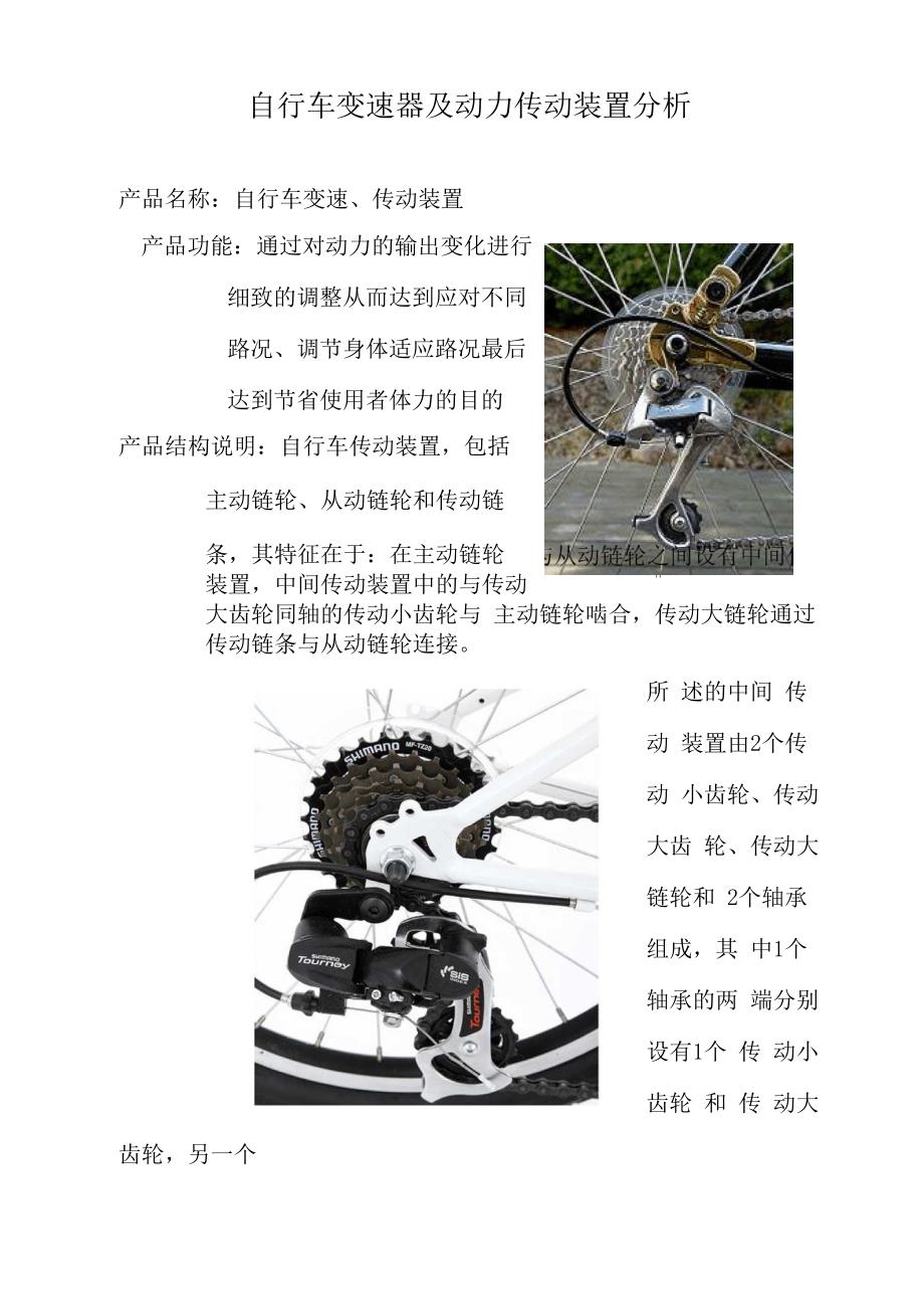 自行车变速器及动力传动装置分析_第1页
