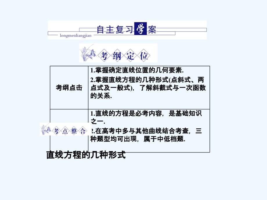 高三数学 第六篇 第二节直线的方程课件 理 北师大版_第2页