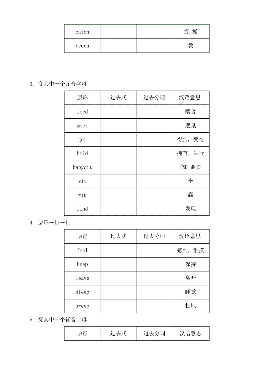 中考不规则动词的过去式和过去分词测试题_第4页