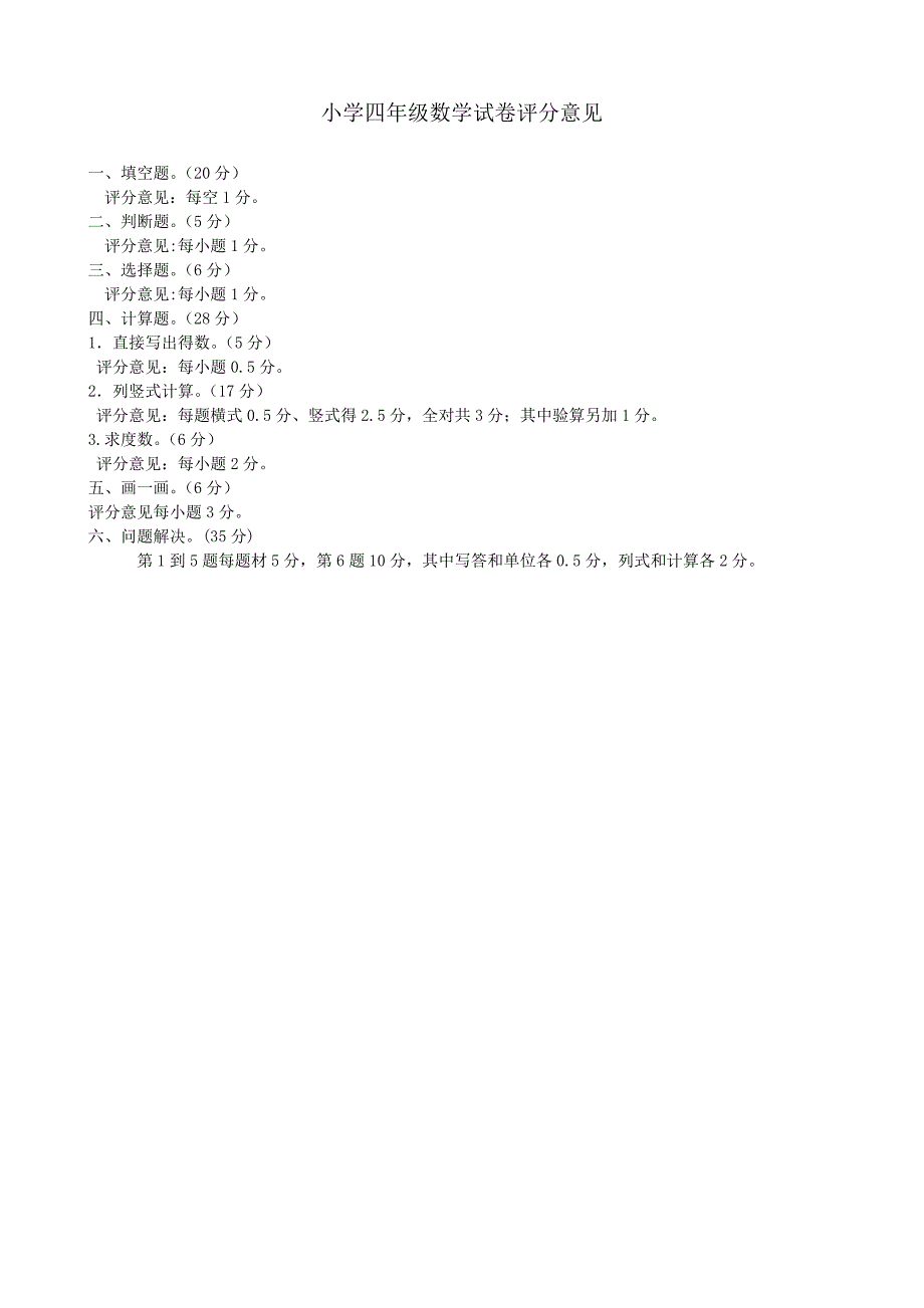 小学六年级数学试卷评分意见_第3页