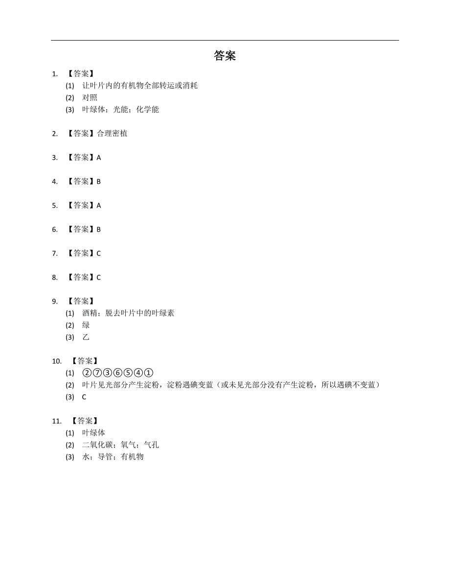 初中学业水平考查生物 专题三 四、绿色植物的光合作用_第5页