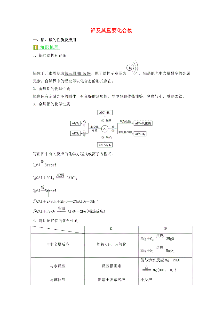 高考化学铝及其化合物复习讲义新人教版.docx_第1页