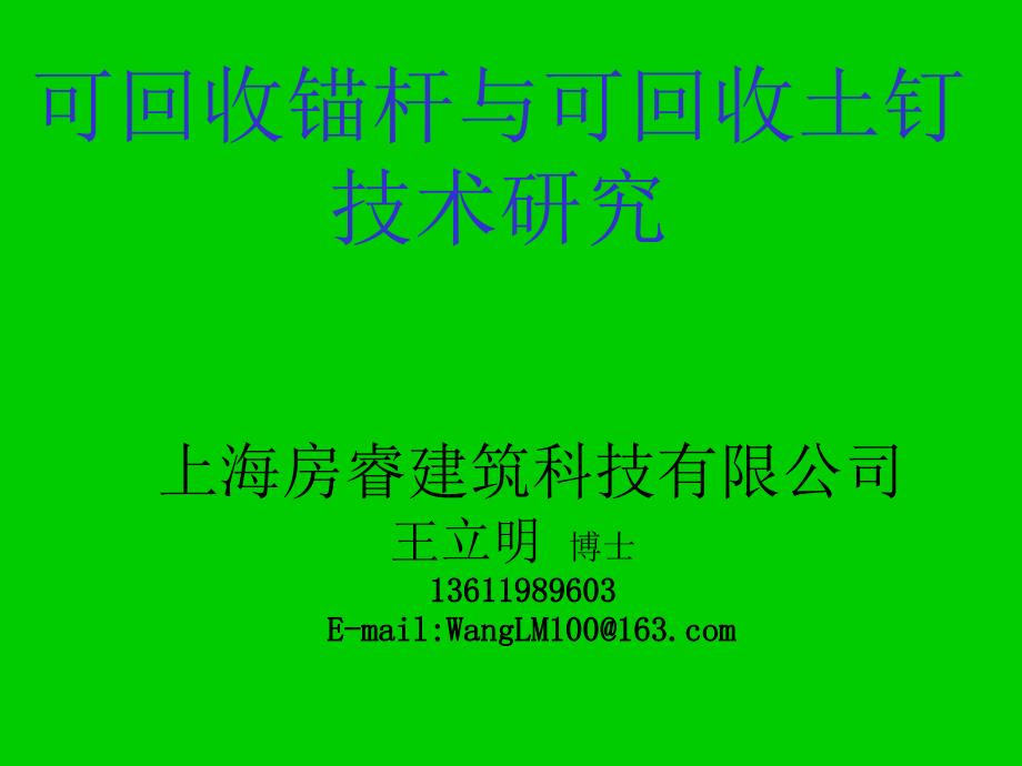 可回收锚杆与土钉技术研究_第1页