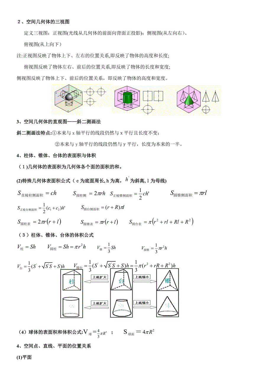 高二文科立体几何复习讲义教师版_第2页