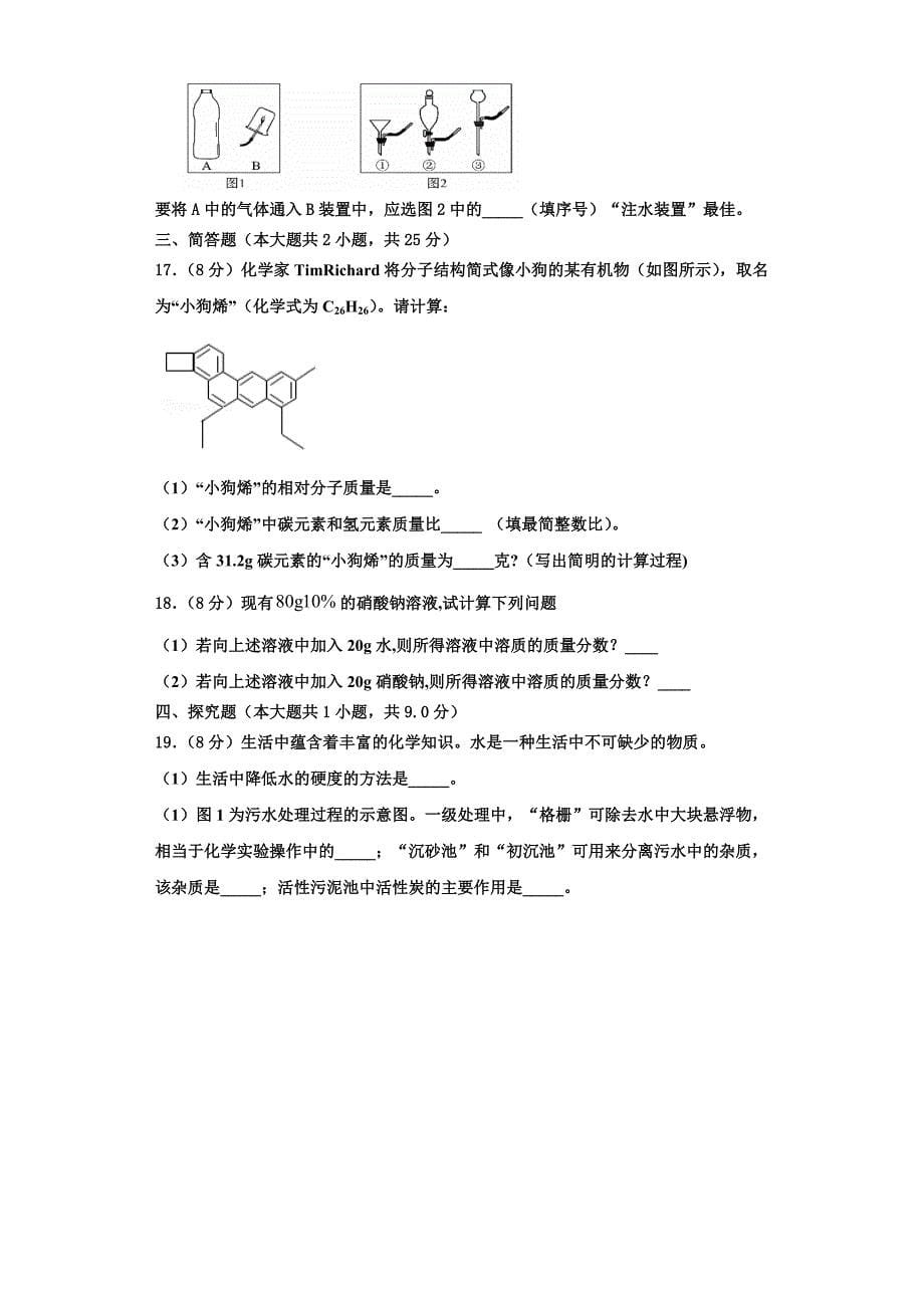 湖南省长沙市雨花区雅礼教育集团2023学年化学九上期中经典试题含解析.doc_第5页