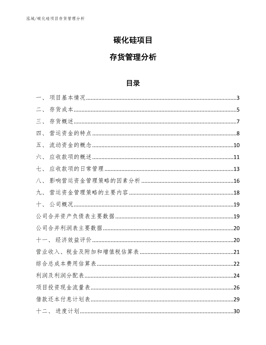 碳化硅项目存货管理分析_第1页