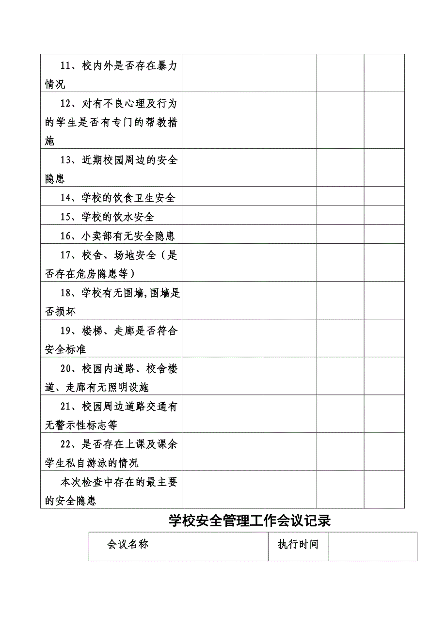 学校安全检查记录表30822_第2页