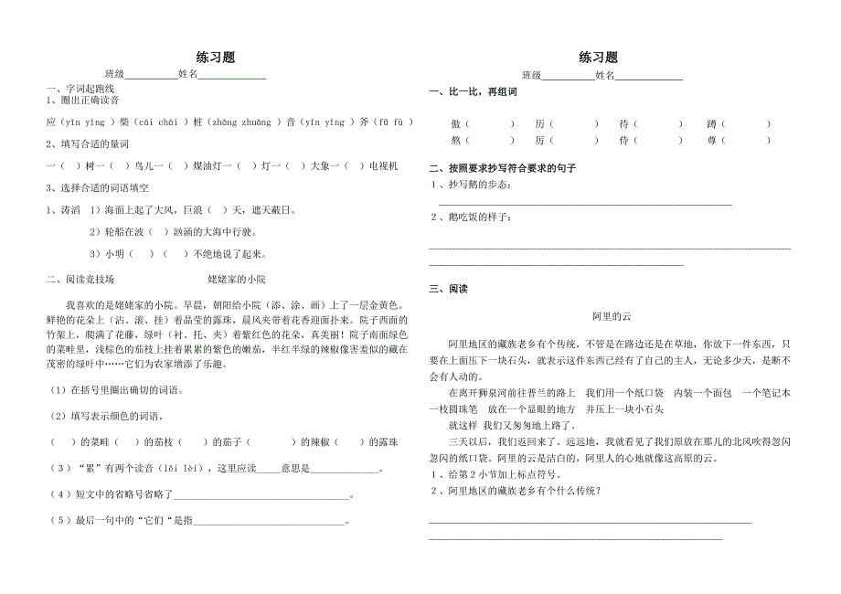 鸟的天堂练习题_第3页