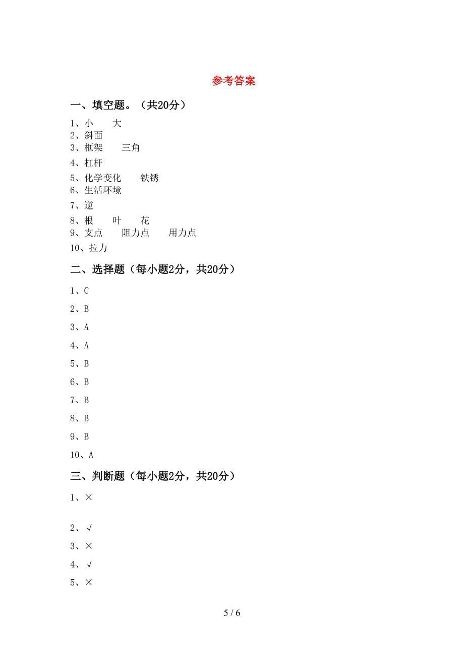 六年级科学上册期中考试题.doc_第5页