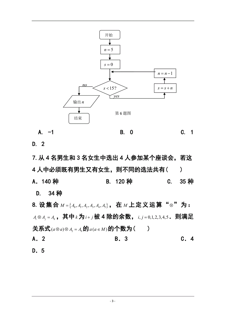 广东省汕头市高三毕业班教学质量监测理科数学试题及答案_第3页