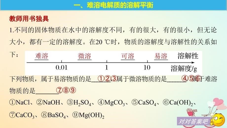 （通用版）2018-2019版高中化学 第三章 水溶液中的离子平衡 第四节 难溶电解质的溶解平衡 第1课时 沉淀溶解平衡与溶度积课件 新人教版选修5_第5页