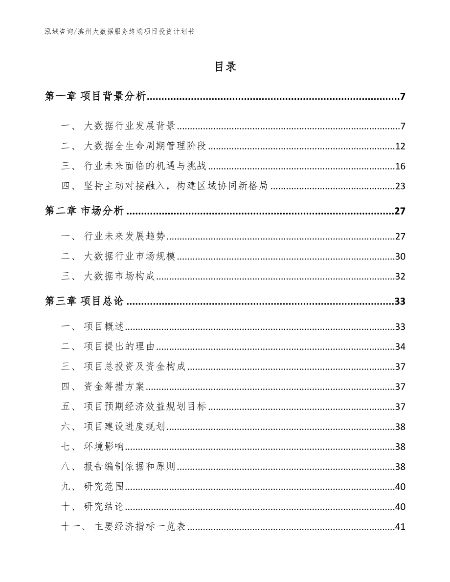 滨州大数据服务终端项目投资计划书_第1页