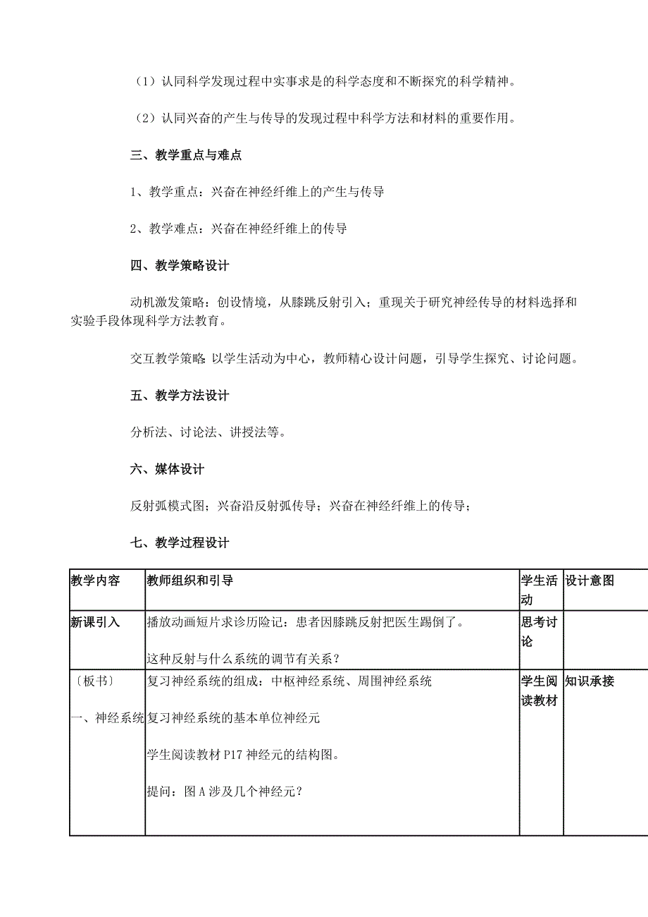 高中生物 通过神经系统的调节 (第1课时)教学设计 新人教版必修3_第2页