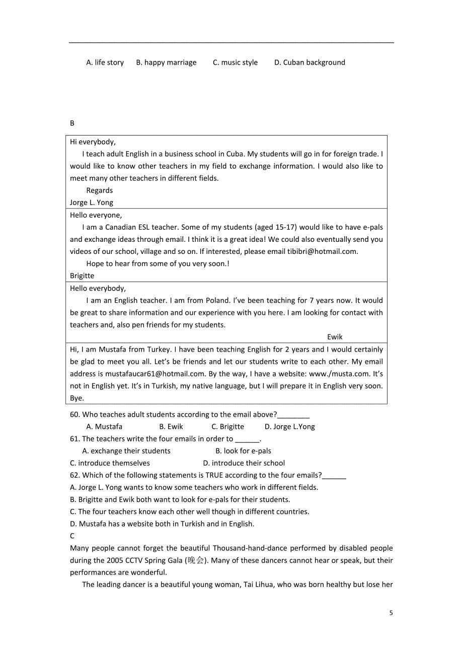 河北省保定市高一英语3月月考试题新人教版.doc_第5页