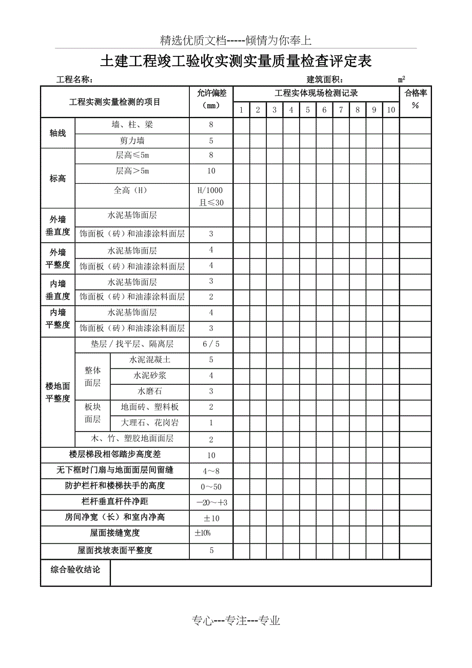 竣工验收实测实量质量检查评定表(共5页)_第1页