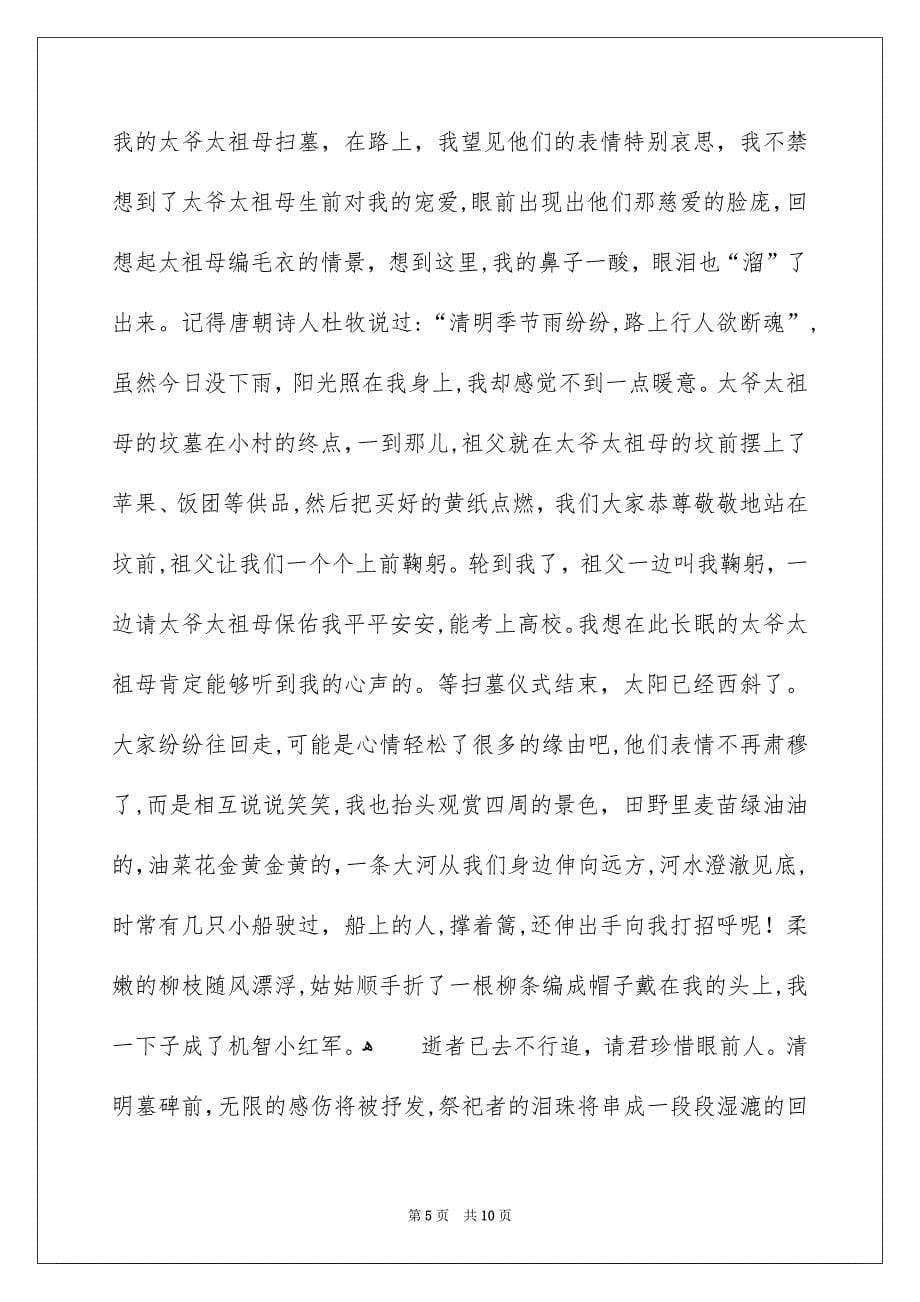 清明节扫墓作文700字集锦五篇_第5页