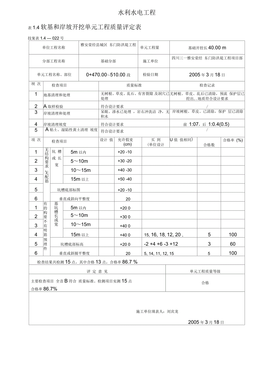 基槽开挖质量评定表_第2页