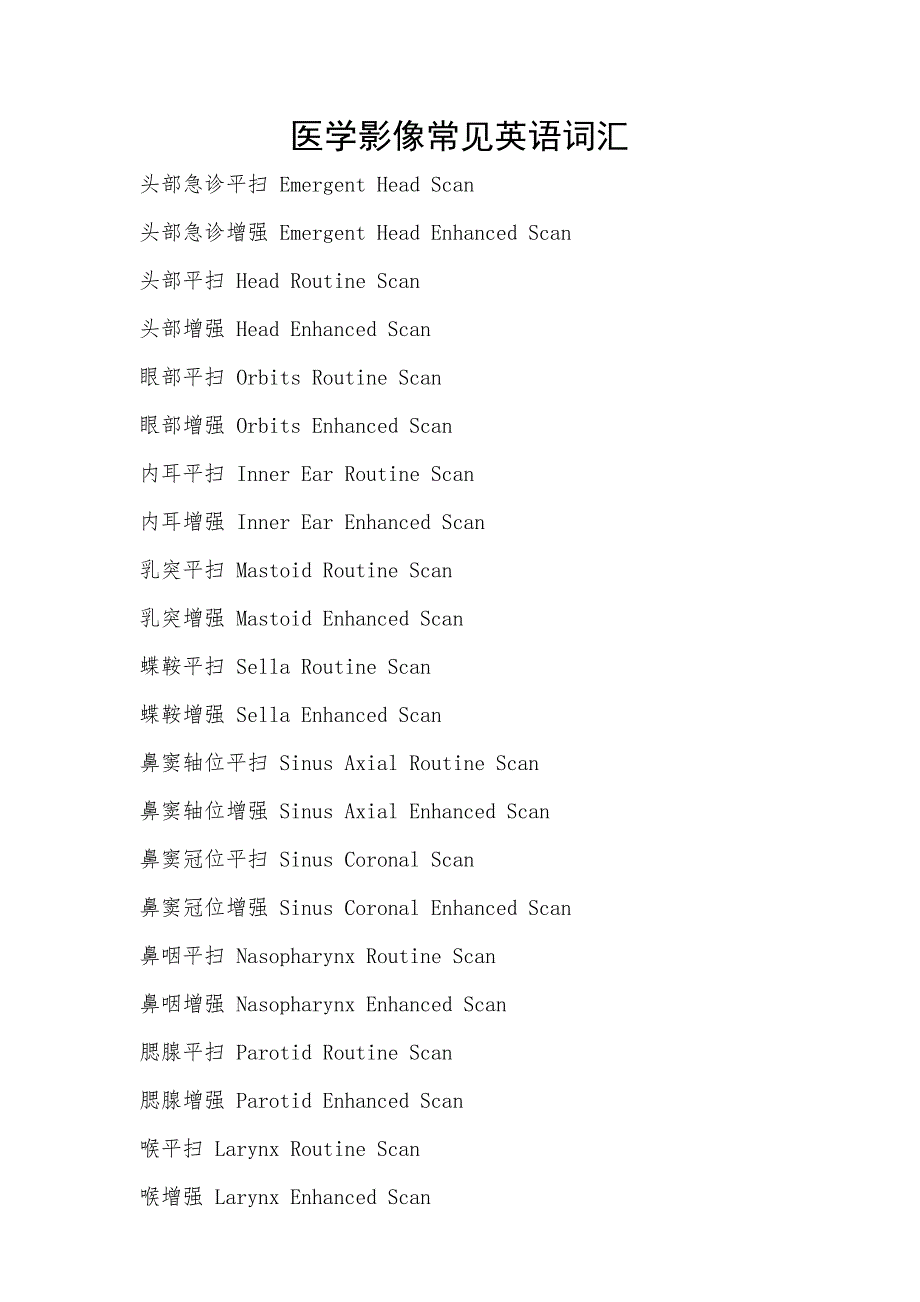 医学影像常见英语词汇.doc_第1页