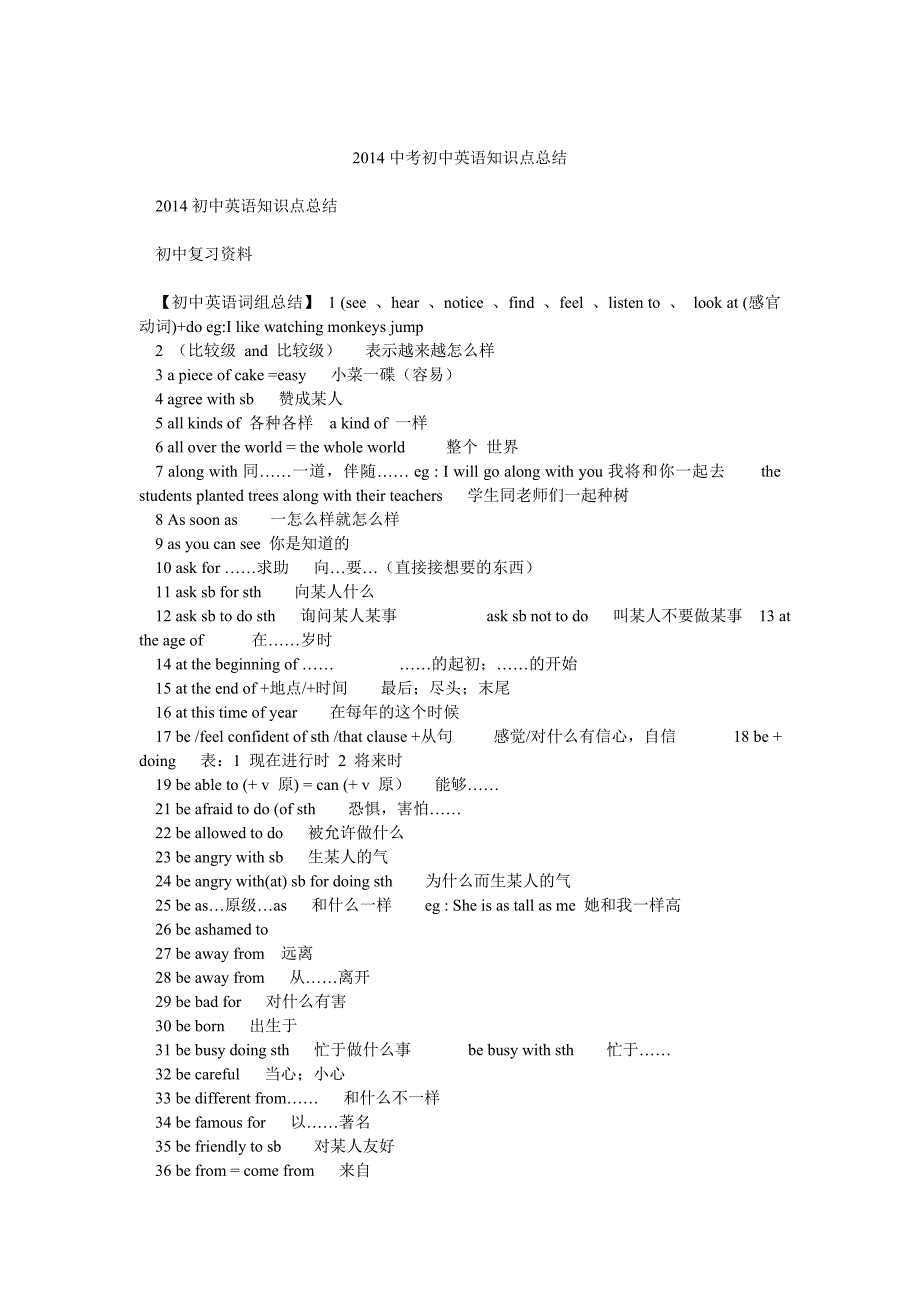 中考初中英语知识点总结_第1页