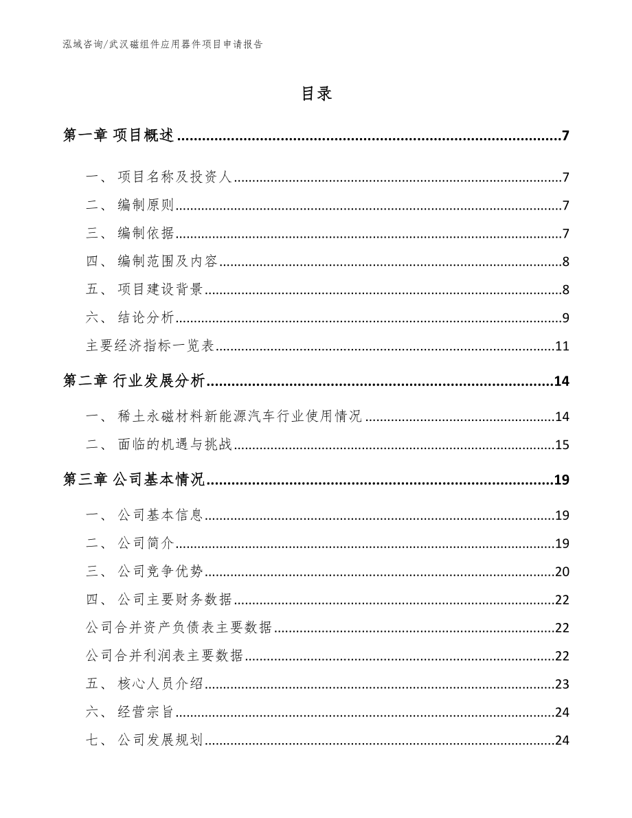 武汉磁组件应用器件项目申请报告（模板）_第1页