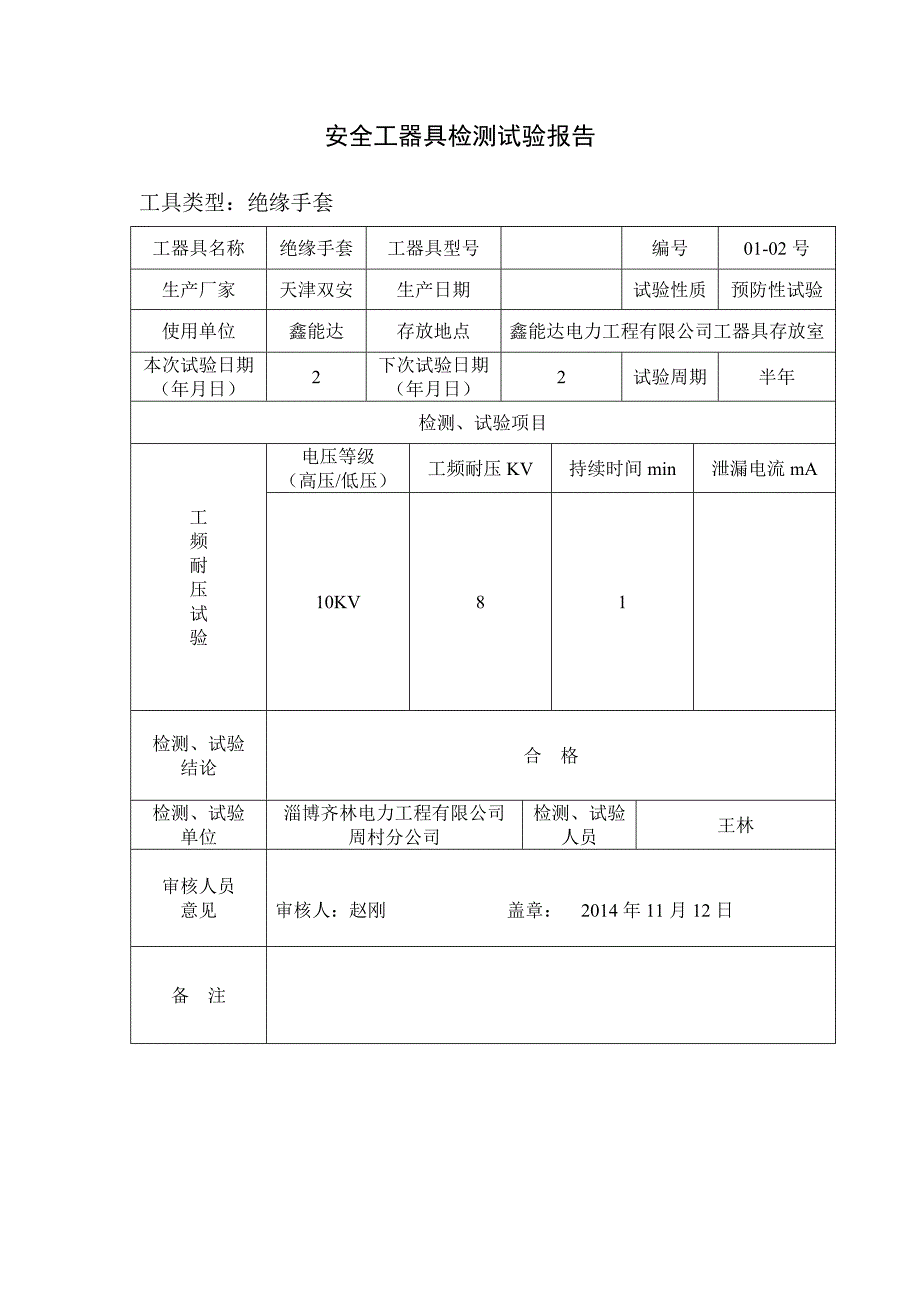 安全工器具试验报告_第2页