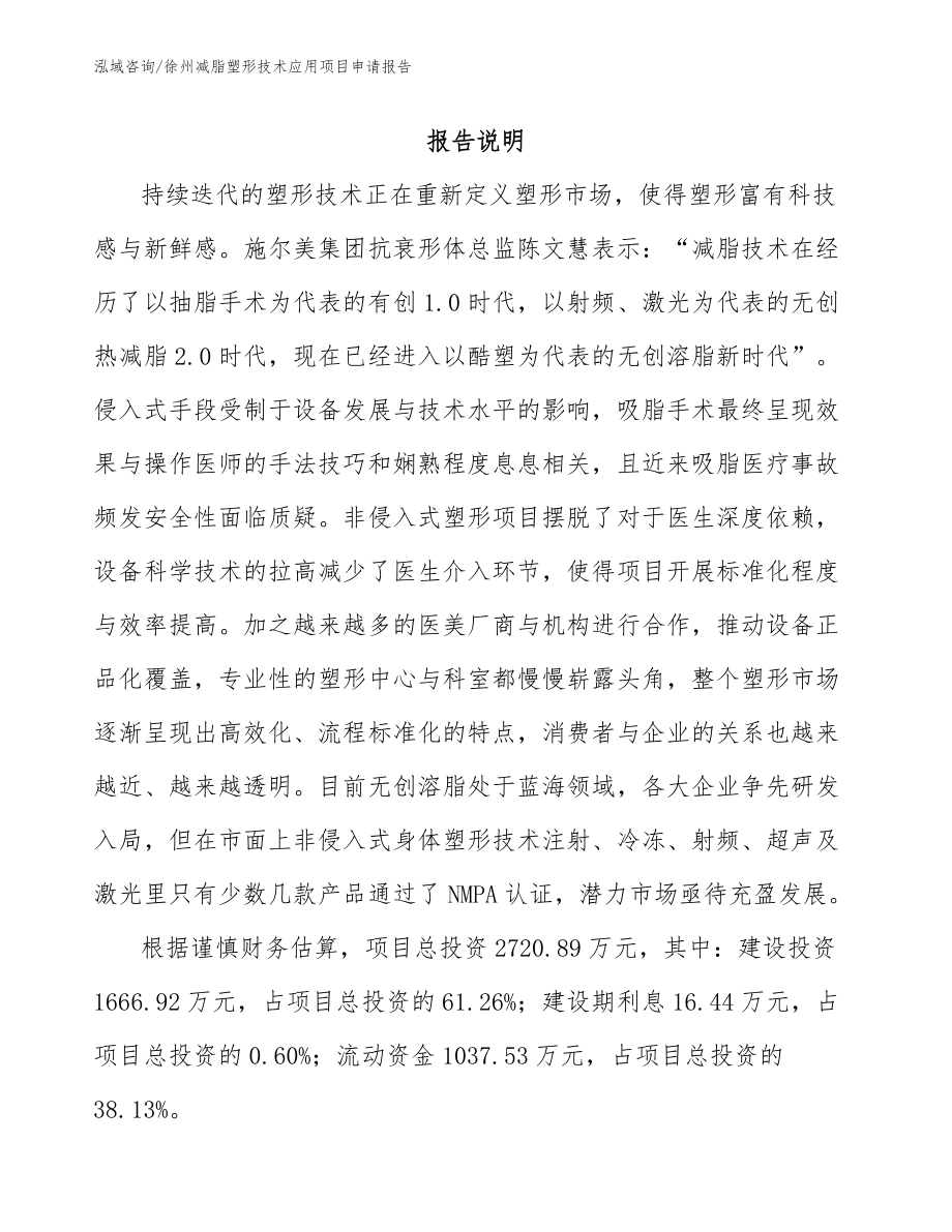 徐州减脂塑形技术应用项目申请报告模板_第2页