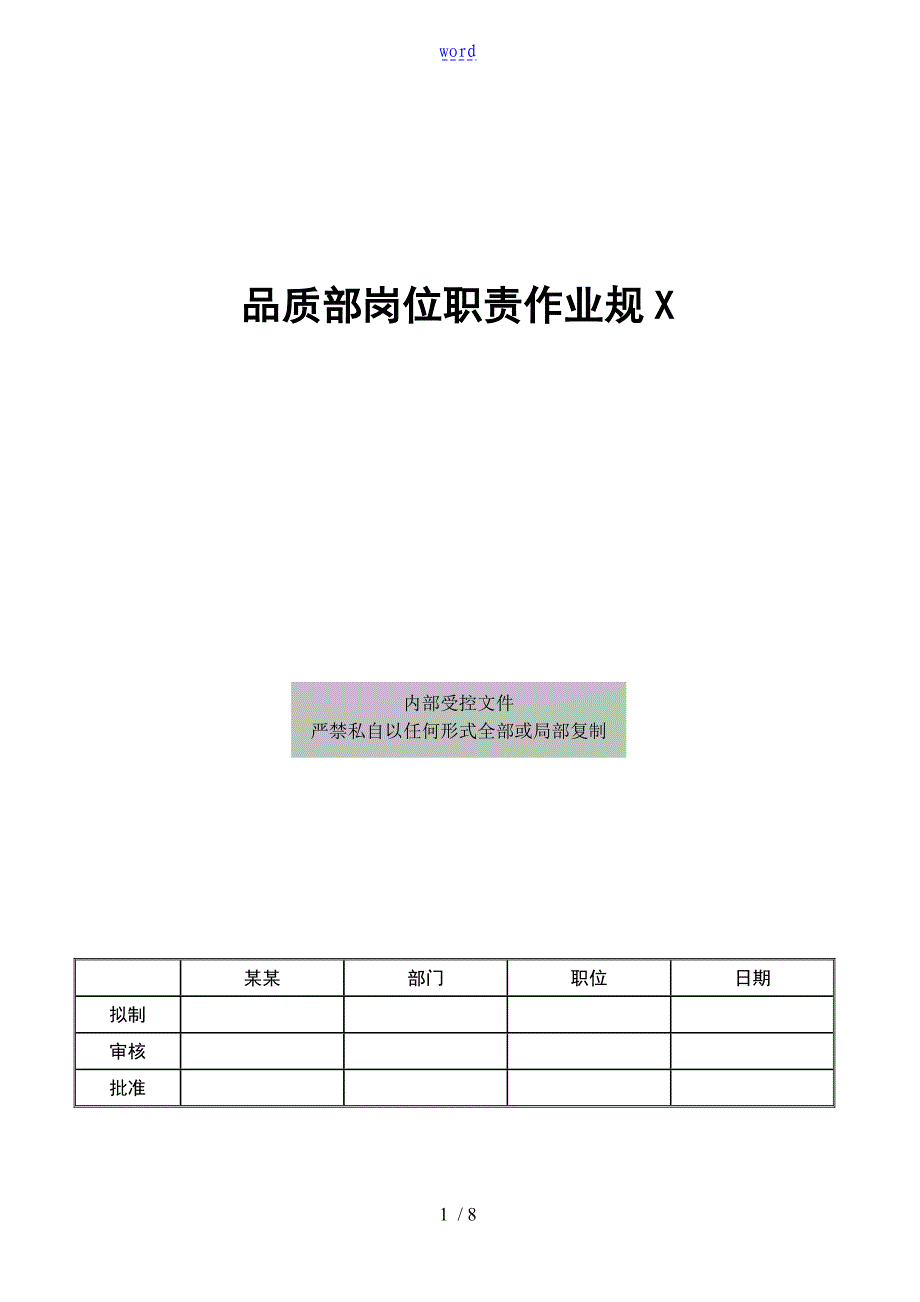 品质部岗位职责要求规范_第1页