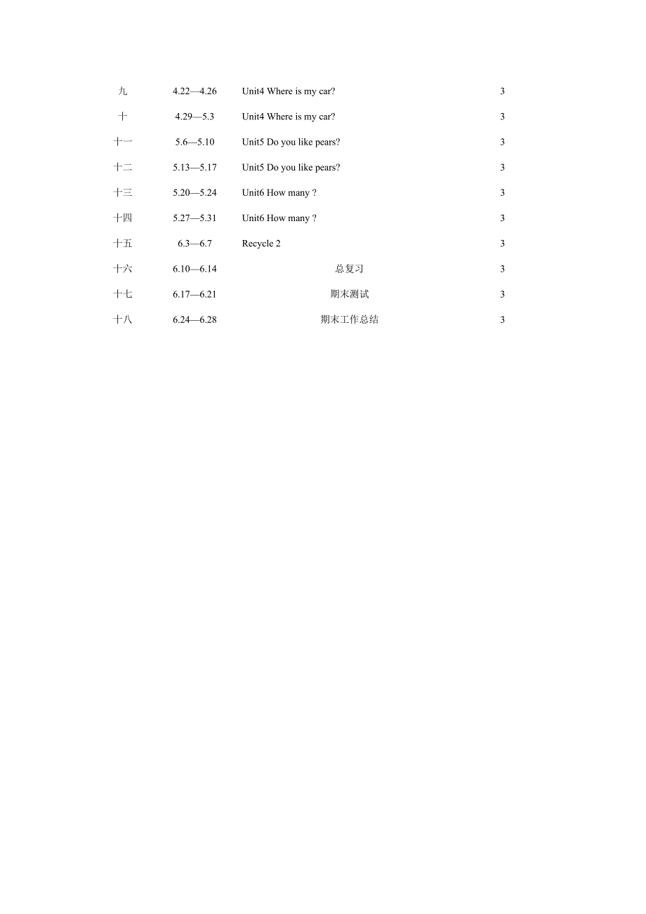 新版PEP小学三年级下英语教学计划.doc_第4页