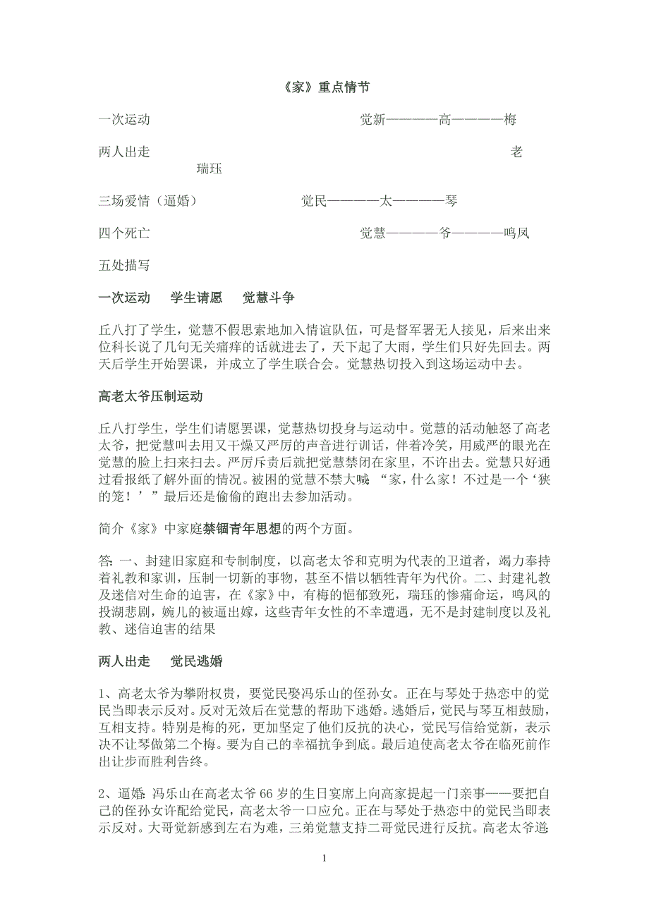 江苏高考_名著__《家》重点情节概括.doc_第1页