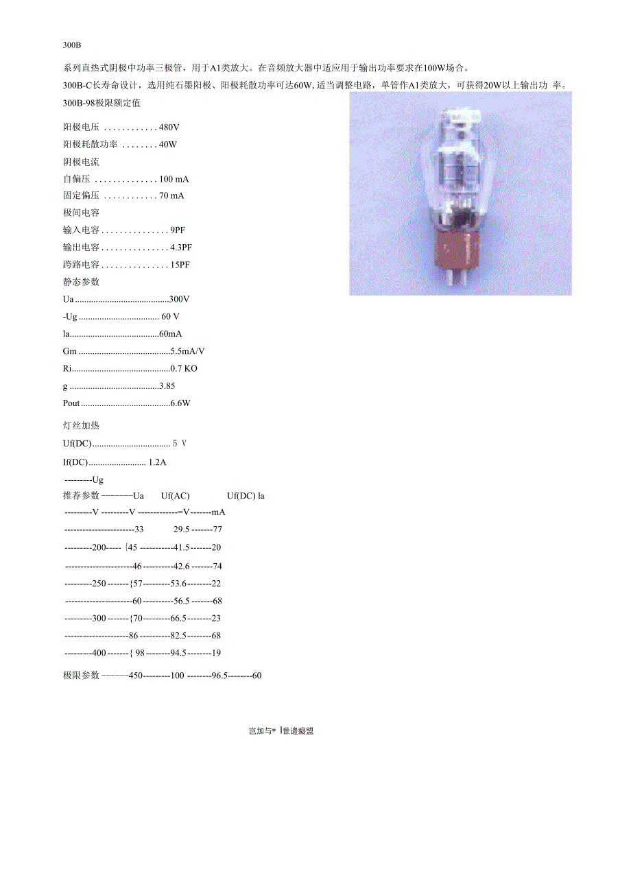 300B电子管技术参数_第1页