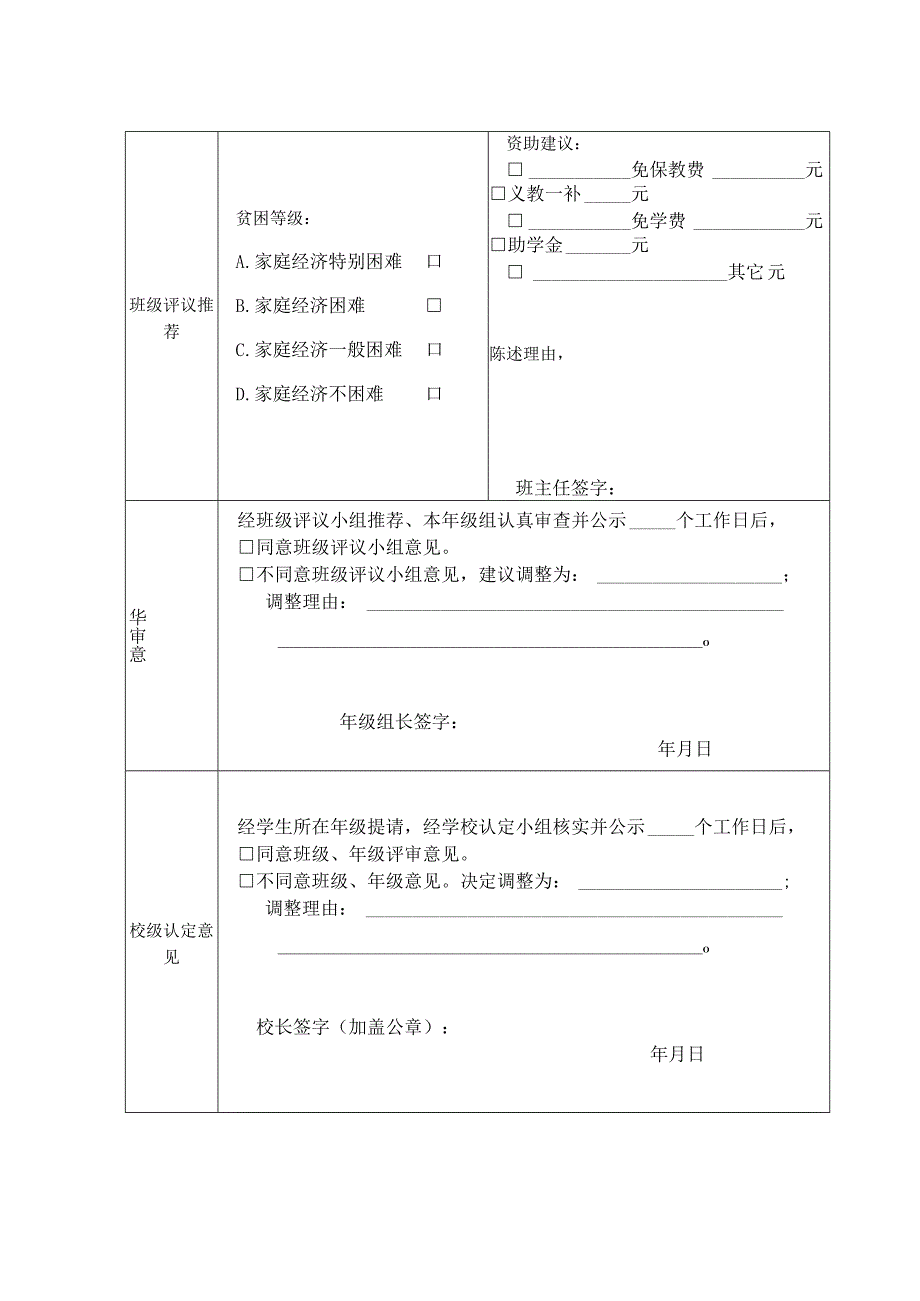 家庭经济困难学生认定及资助申请表_第2页