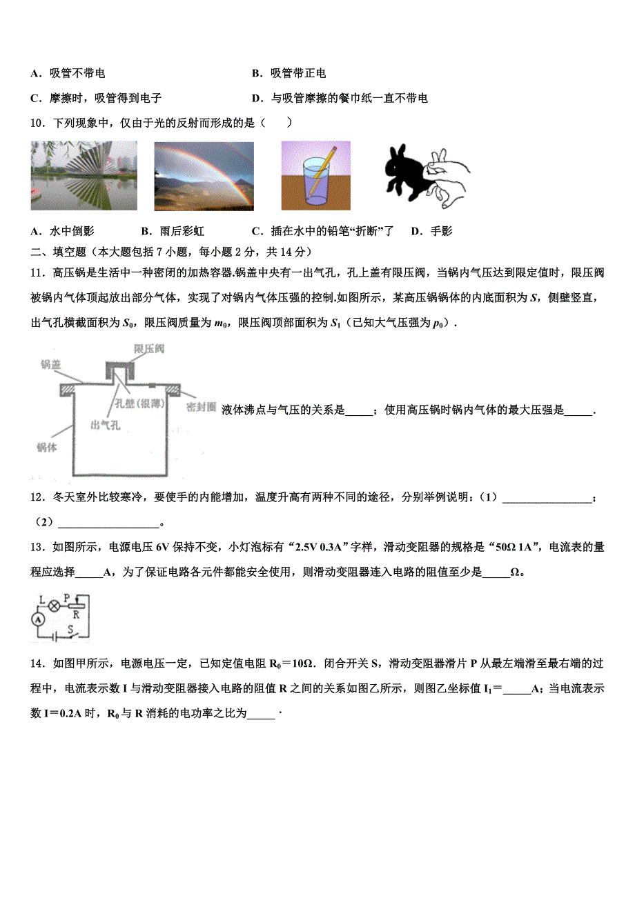 2022-2023学年湖北省鄂州市梁子湖区涂家垴镇中学中考物理考试模拟冲刺卷含解析_第3页