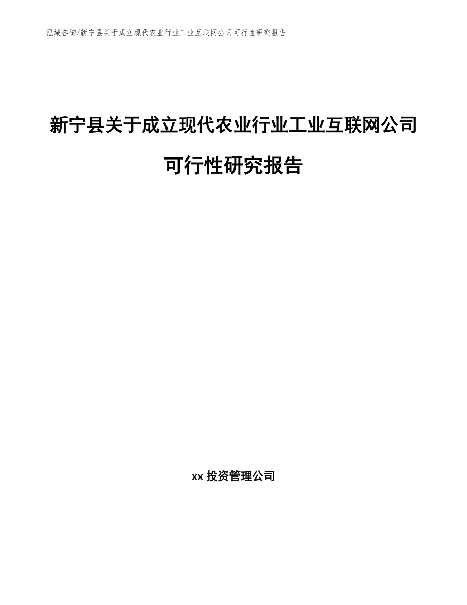 新宁县关于成立现代农业行业工业互联网公司可行性研究报告_模板参考_第1页