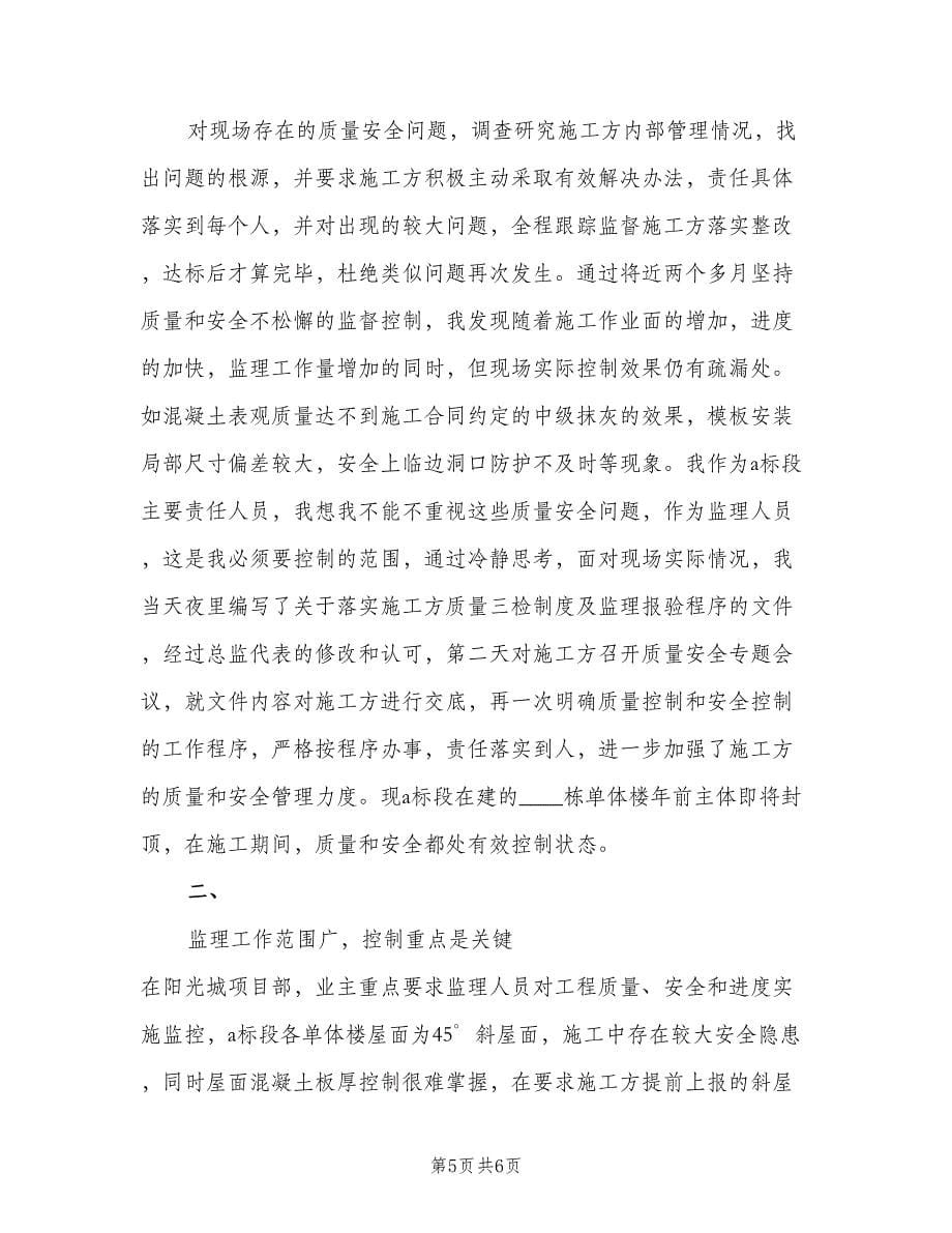 工程监理个人年度工作总结（二篇）.doc_第5页