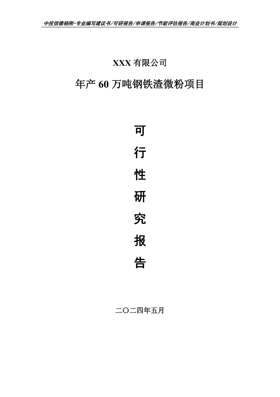 年产60万吨钢铁渣微粉项目可行性研究报告建议书_第1页