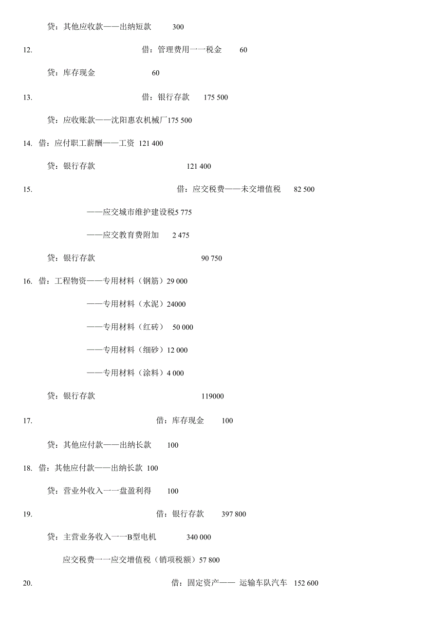 会计综合模拟实训会计分录_第2页